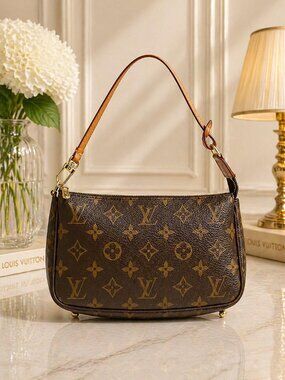 Authentic Louis Vuitton Pochette Accessoires Monogram Canvas Shoulder Bag